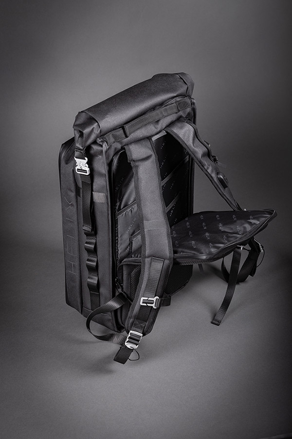 Back view of the back of the Helix Stadium Backpack with the back pocket open thumbnail