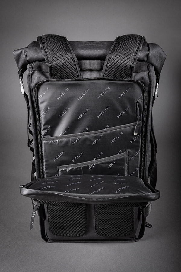 Close-up view of the outer pocket opened of the Helix Stadium Backpack thumbnail