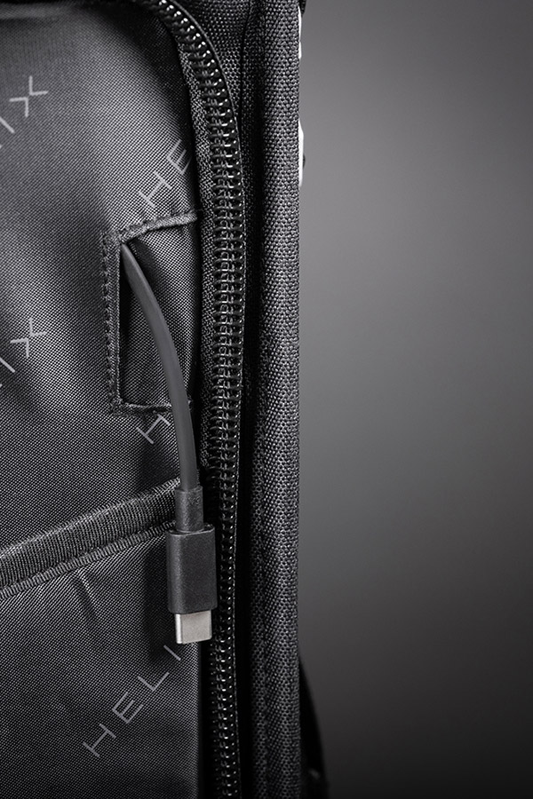 Close-up view of the inside USB-C cable of the Helix Stadium Backpack thumbnail