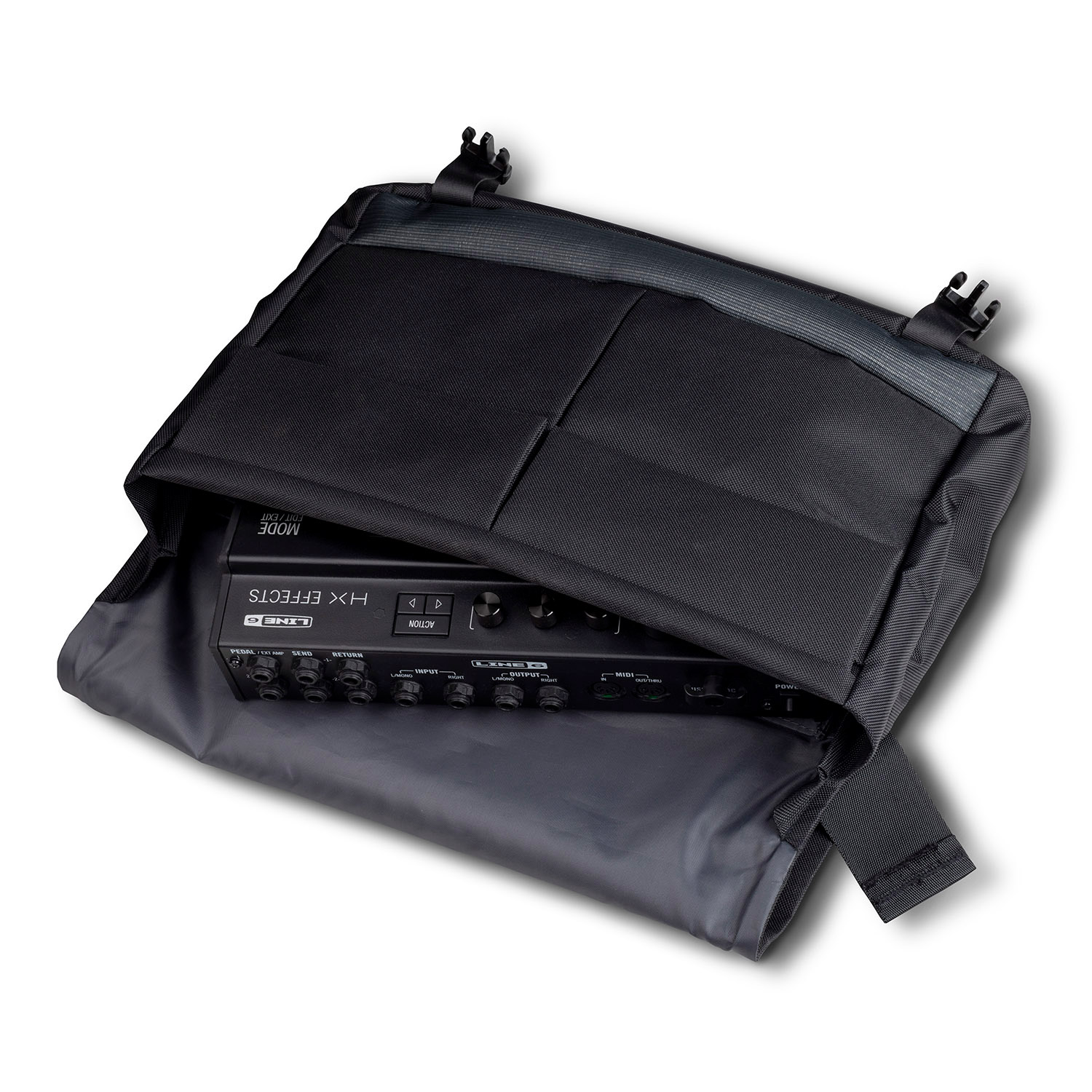 View inside of HX Effects in the HX Messenger Bag