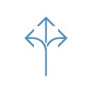 Outline graphic of three arrows